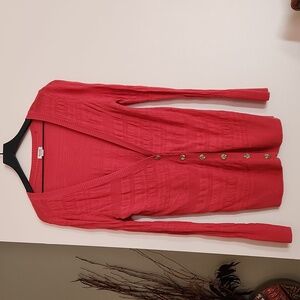 Red cardigan